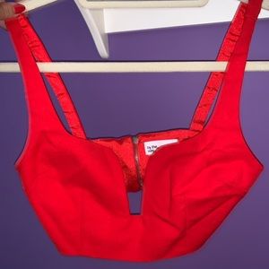 Red low cut crop top